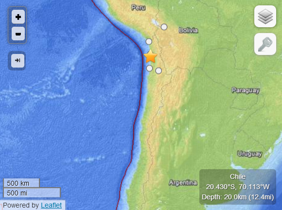 智利地震上調為7.8級對智利秘魯發布海嘯預警